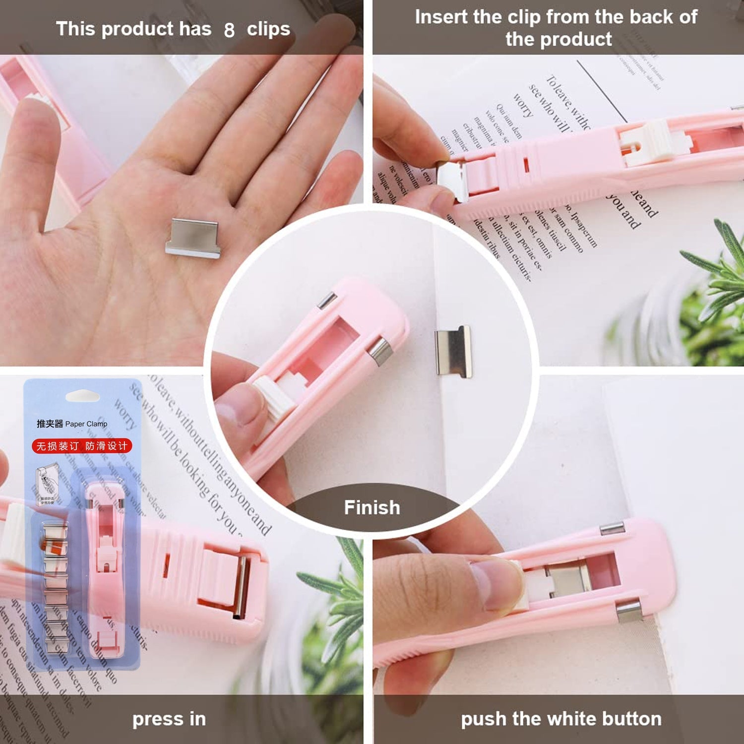 Portable Paper Clamp With 8 Pcs Clip Dispenser Handheld Paper Fast Clam (1 Set) Portable Paper Clamp With 8 Pcs Clip Dispenser Handheld Paper Fast Clam (1 Set)